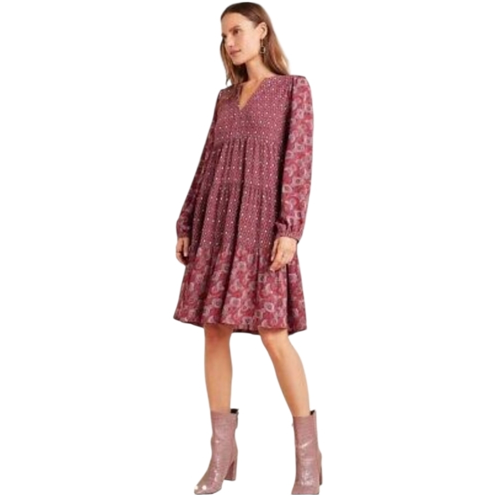 Maeve by Anthropologie Brown Boho Granny Dress Size Medium‎